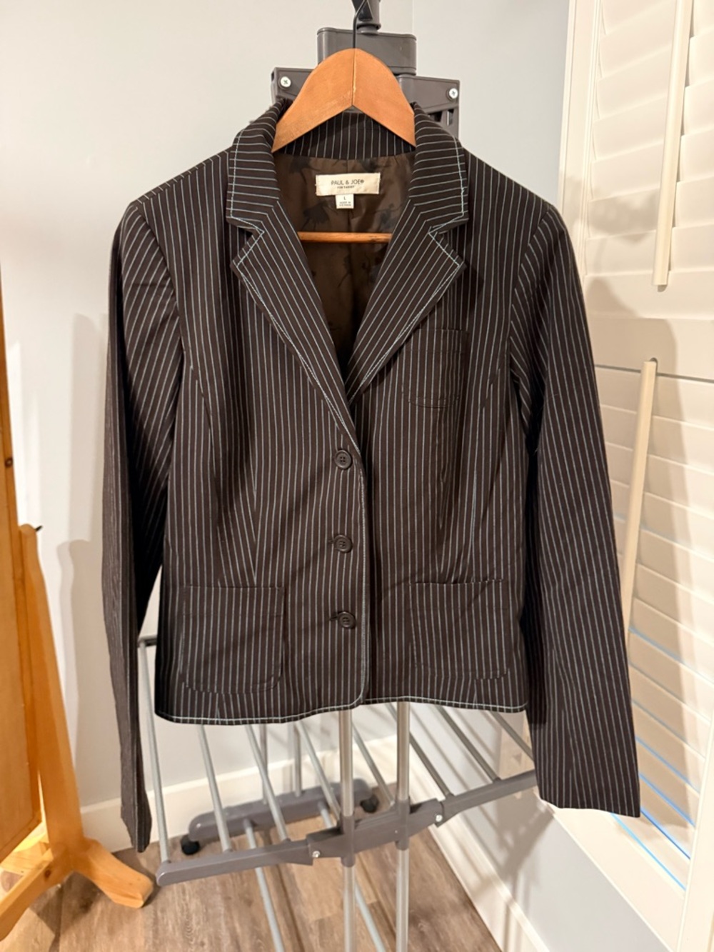 Paul & Joe Brown Pinstripe Blazer Jacket